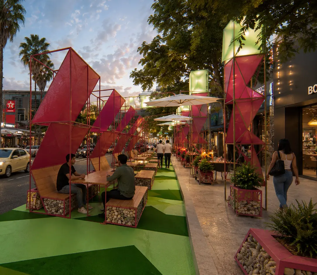 Render de zona de permanencia y gastronomía